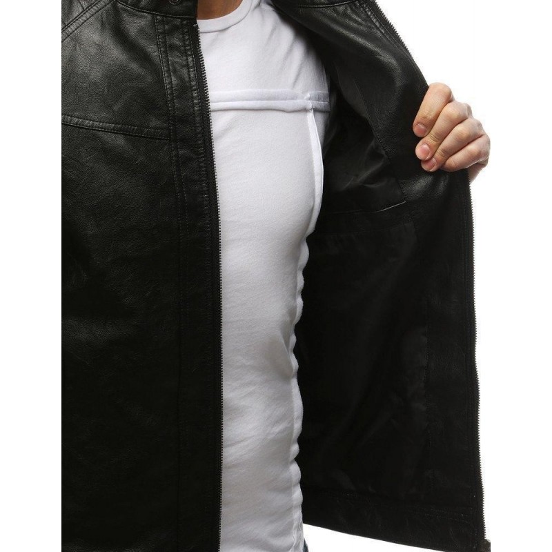 Pánska kožená čierna bunda TX3213