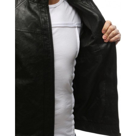 Pánska kožená čierna bunda TX3213