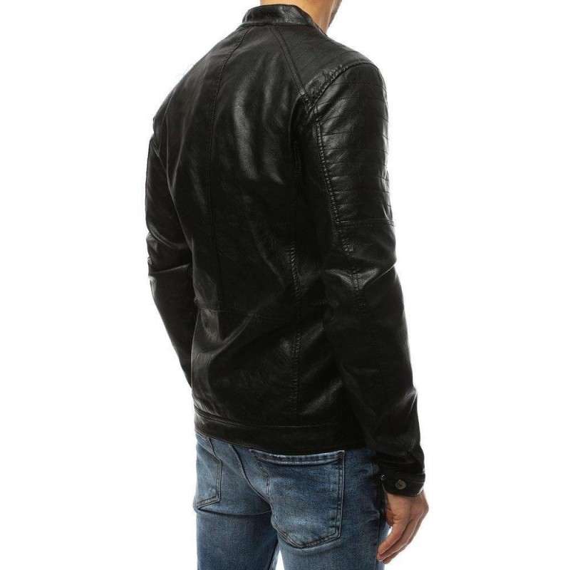 Pánska kožená čierna bunda TX3213