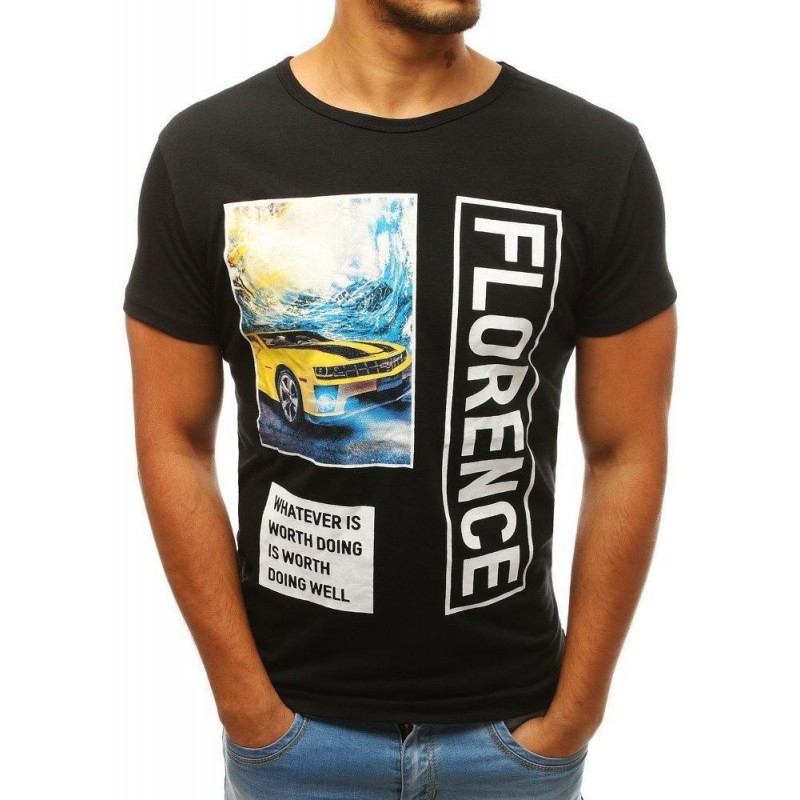 Čierne pánske tričko s potlačou RX3741