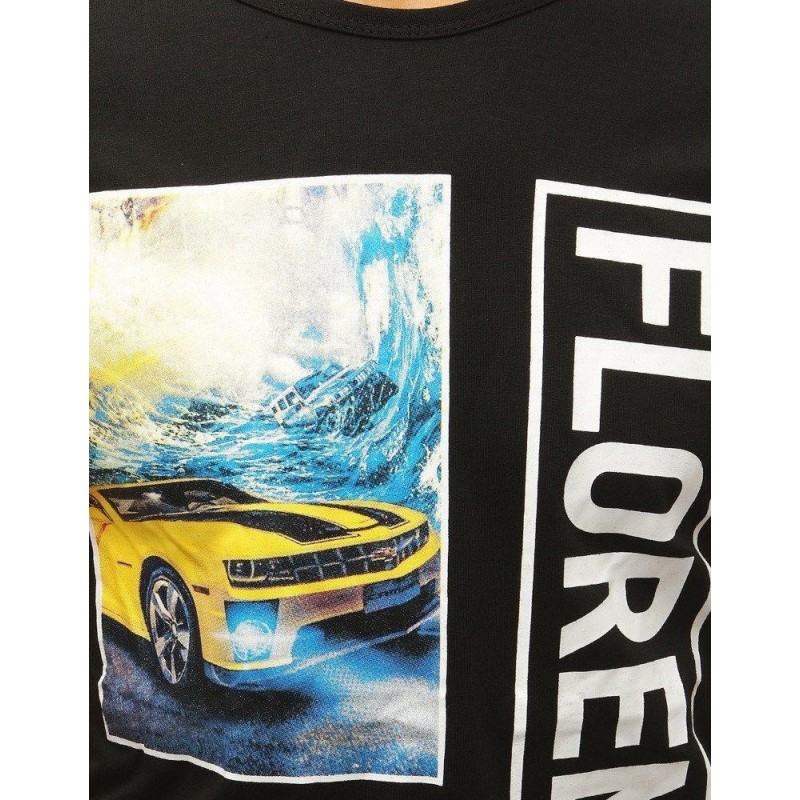 Čierne pánske tričko s potlačou RX3741