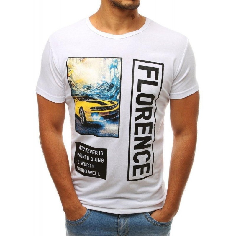 Biele pánske tričko s potlačou RX3742