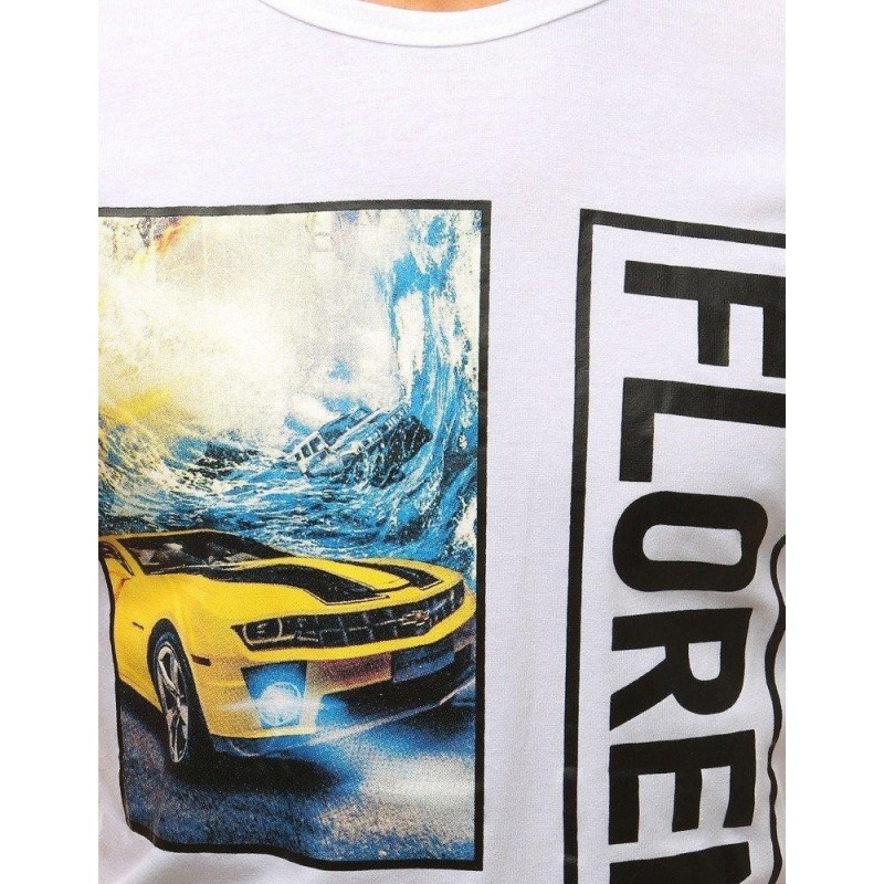 Biele pánske tričko s potlačou RX3742