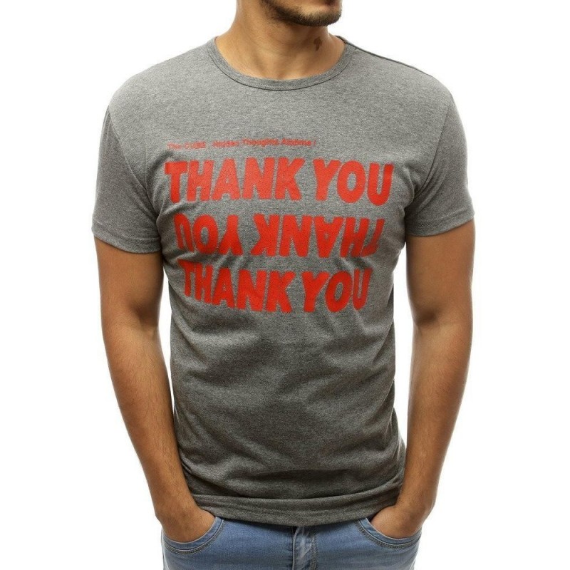 Sivé pánske tričko s potlačou RX3745