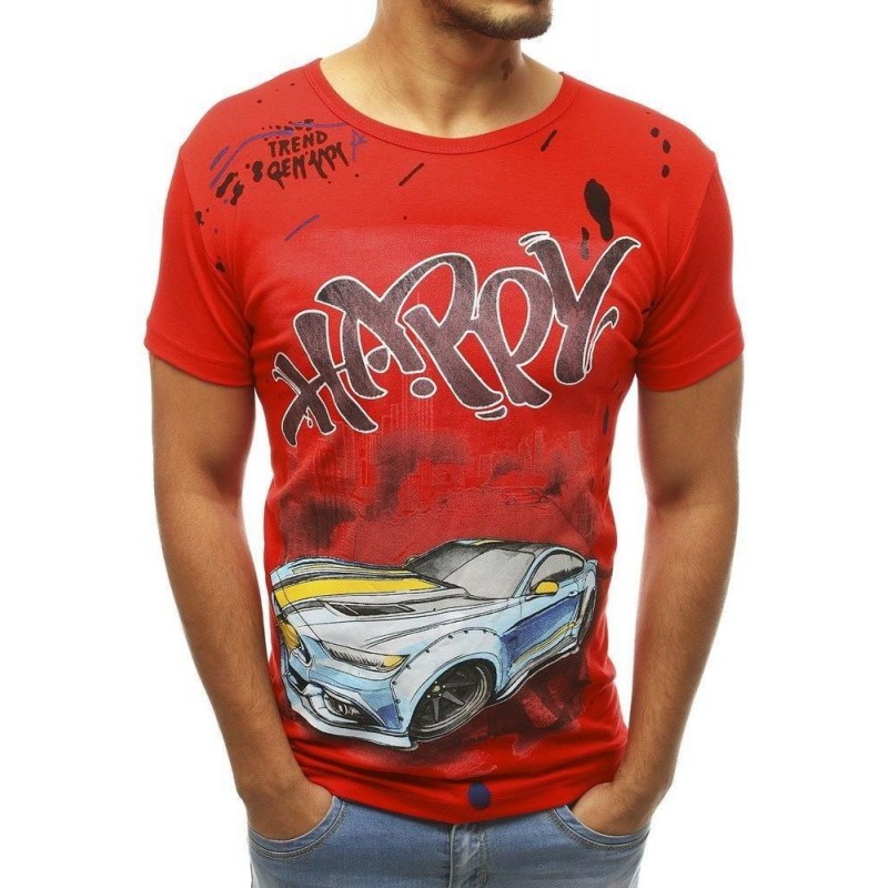 Pánske červené tričko s potlačou RX3755