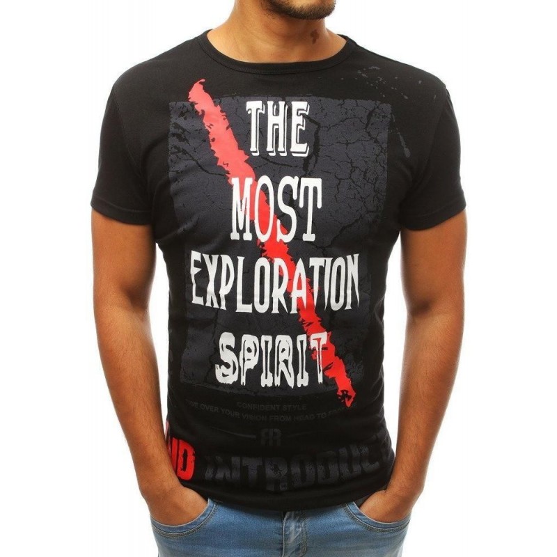 Čierne pánske tričko s krátkymi rukávmi RX3763