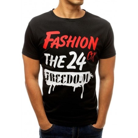 Čierne tričko s potlačou pre mužov RX3767