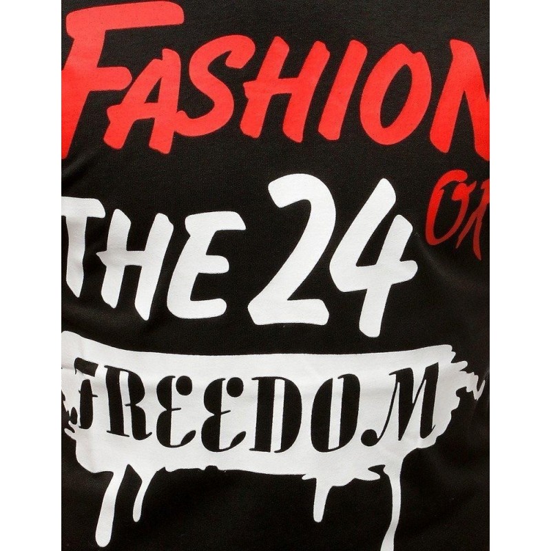 Čierne tričko s potlačou pre mužov RX3767