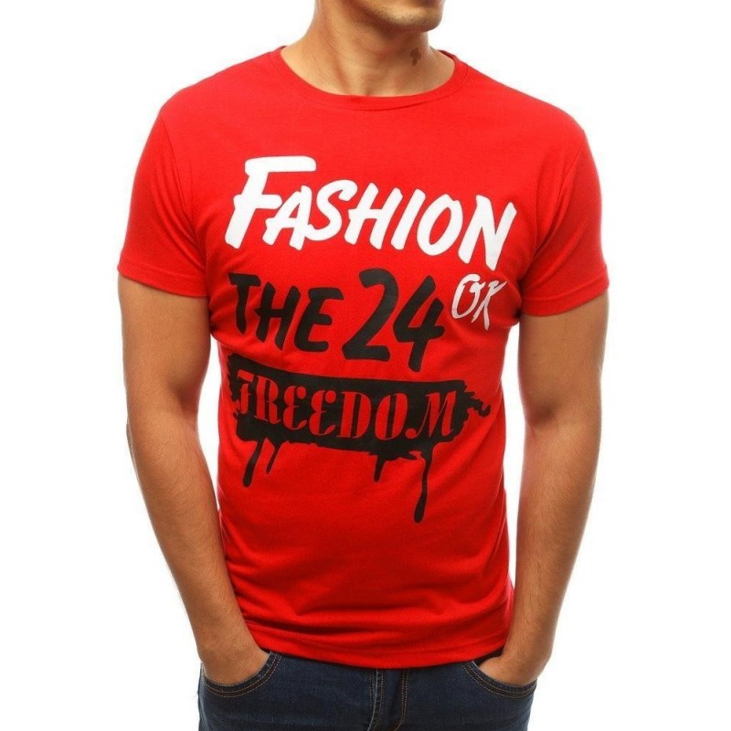 Červené tričko s potlačou pre mužov RX3768