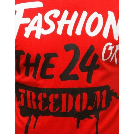 Červené tričko s potlačou pre mužov RX3768