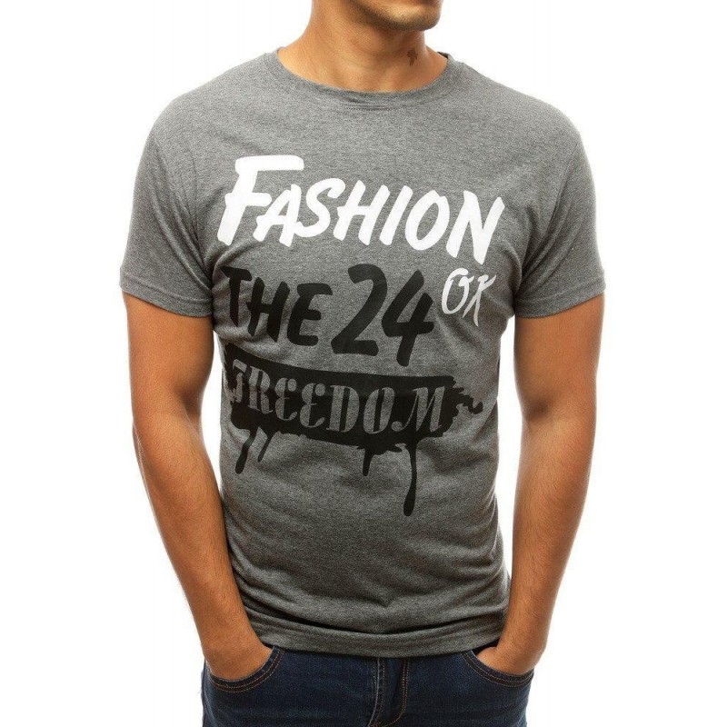 Sivé tričko s potlačou pre mužov RX3770