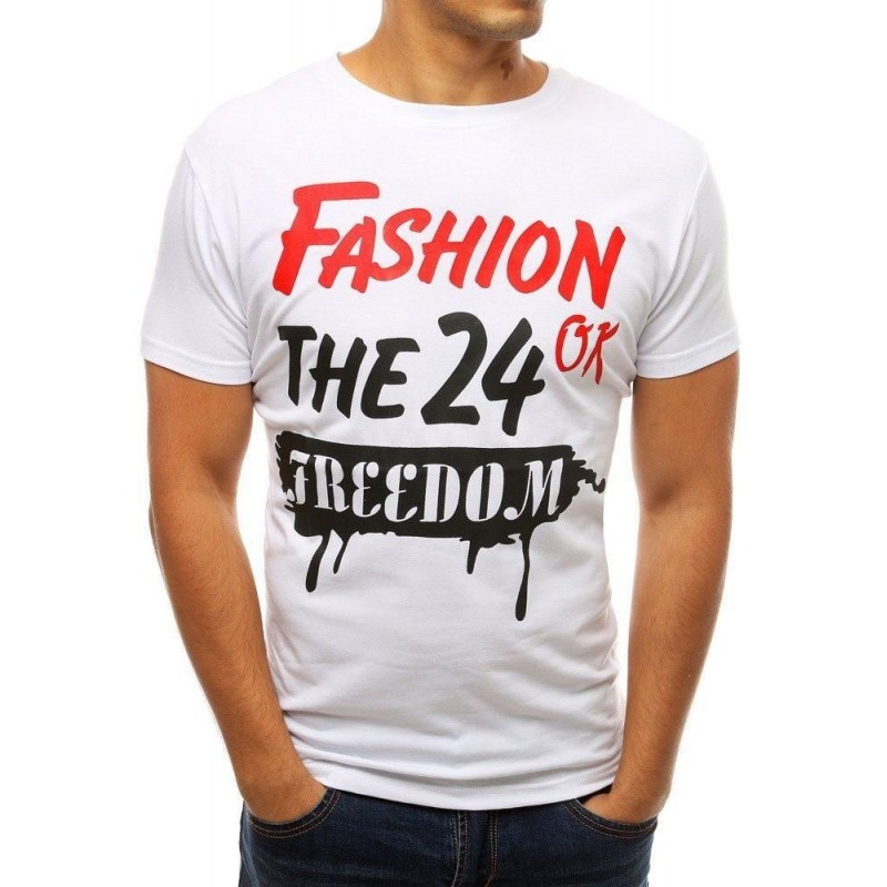 Biele tričko s potlačou pre mužov RX3771