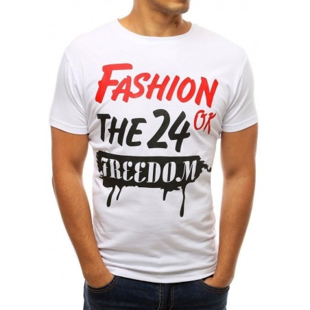 Biele tričko s potlačou pre mužov RX3771