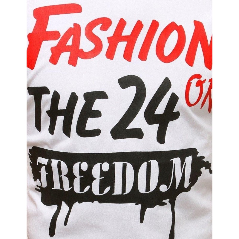 Biele tričko s potlačou pre mužov RX3771