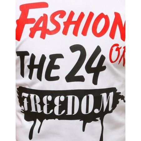 Biele tričko s potlačou pre mužov RX3771