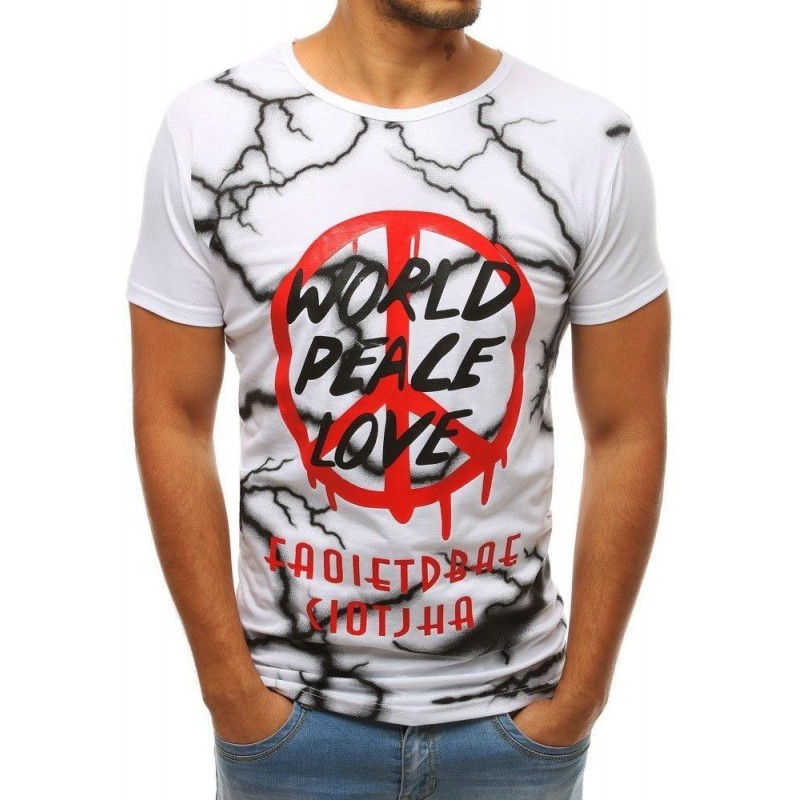 Biele pánske tričko s potlačou RX3781