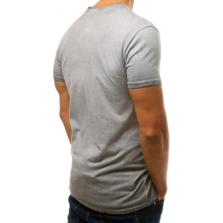 Sivé bavlnené pánske tričko s potlačou RX3784