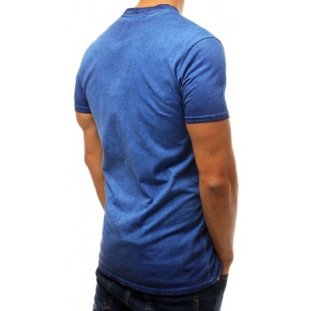 Modré bavlnené pánske tričko s potlačou RX3785