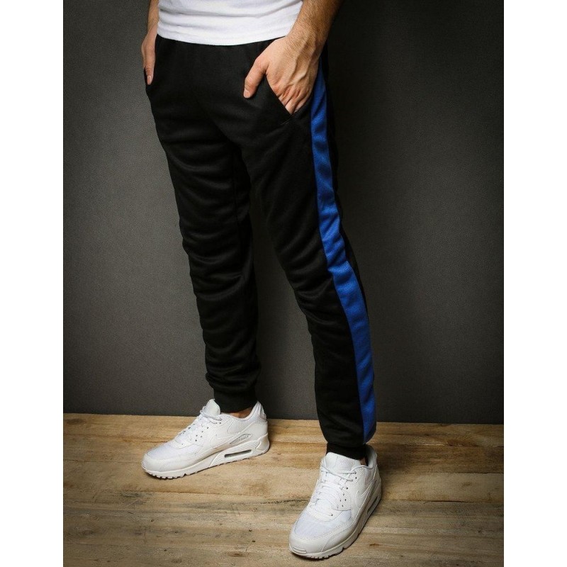 Pruhované pánske tepláky UX2289 - čierne