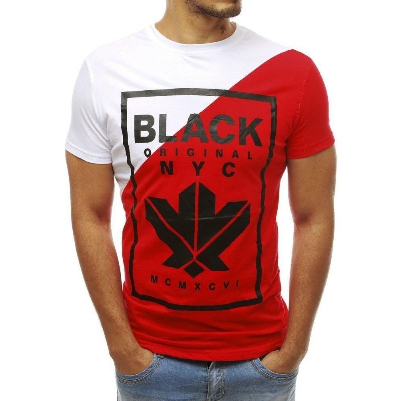 Pánske tričko s potlačou RX3738 - bielo-červené