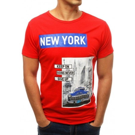 Červené pánske tričko s potlačou RX3791