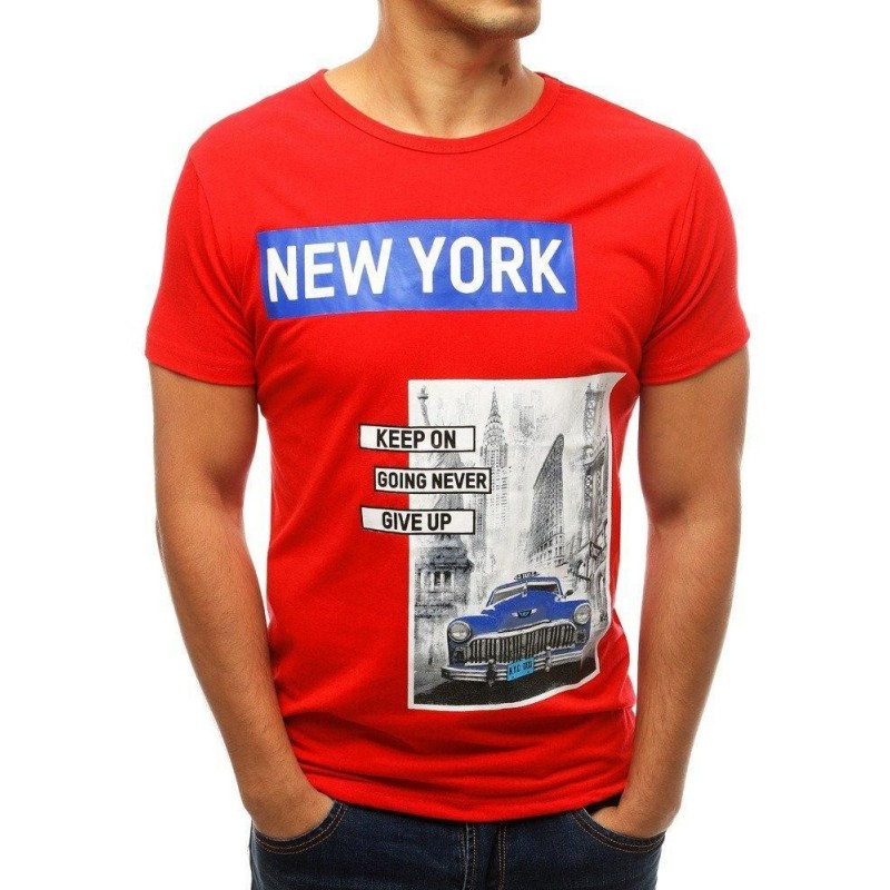 Červené pánske tričko s potlačou RX3791