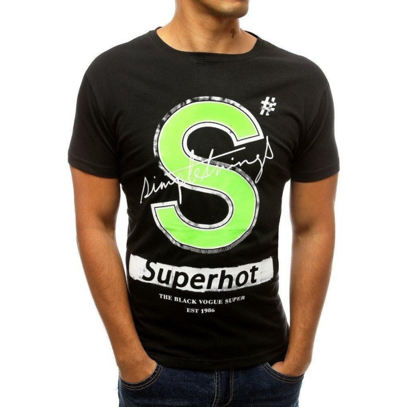 Pánske čierne tričko s krátkym rukávom RX3799