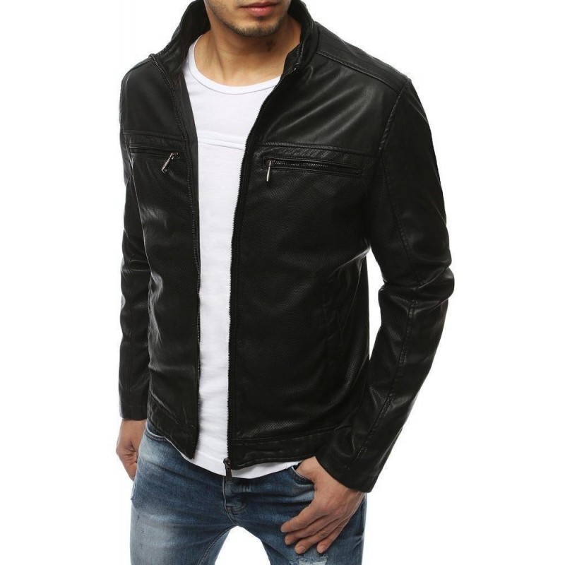 Čierna kožená bunda pre pánov TX3201