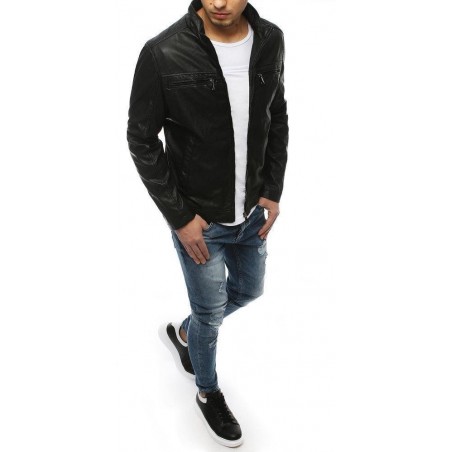 Čierna kožená bunda pre pánov TX3201