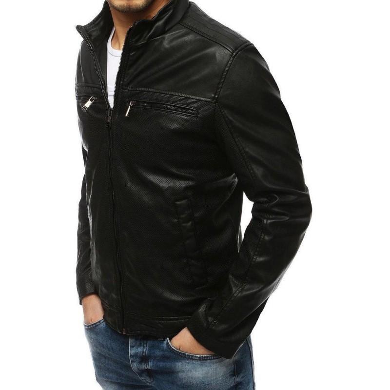 Čierna kožená bunda pre pánov TX3201