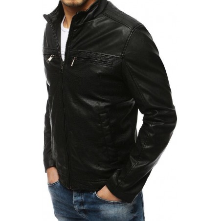 Čierna kožená bunda pre pánov TX3201