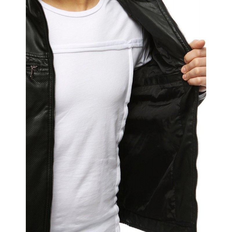 Čierna kožená bunda pre pánov TX3201