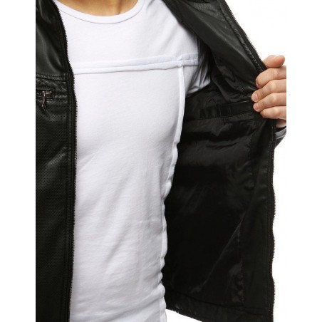 Čierna kožená bunda pre pánov TX3201