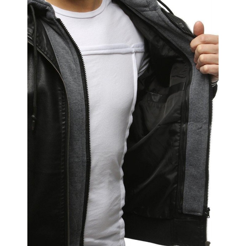 Kožená pánska bunda TX3202 - čierna