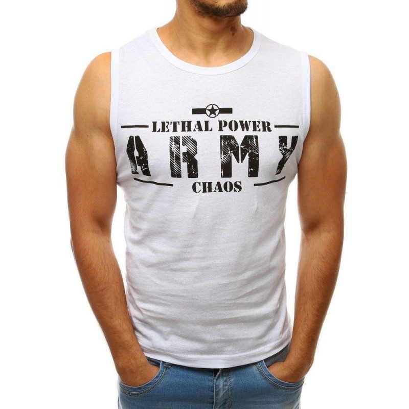 Jednoduché tričko pre pánov bez rukávov (rx3674) - biele, veľ. XXL
