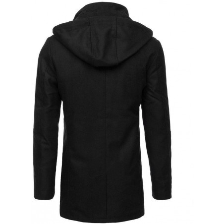 Pánsky čierny kabát s kapucňou (cx0379)