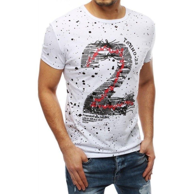 Biele pánske tričko s potlačou RX3907