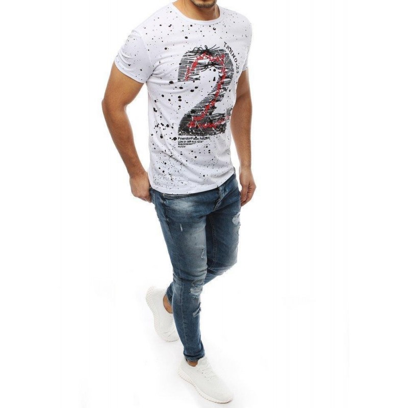 Biele pánske tričko s potlačou RX3907
