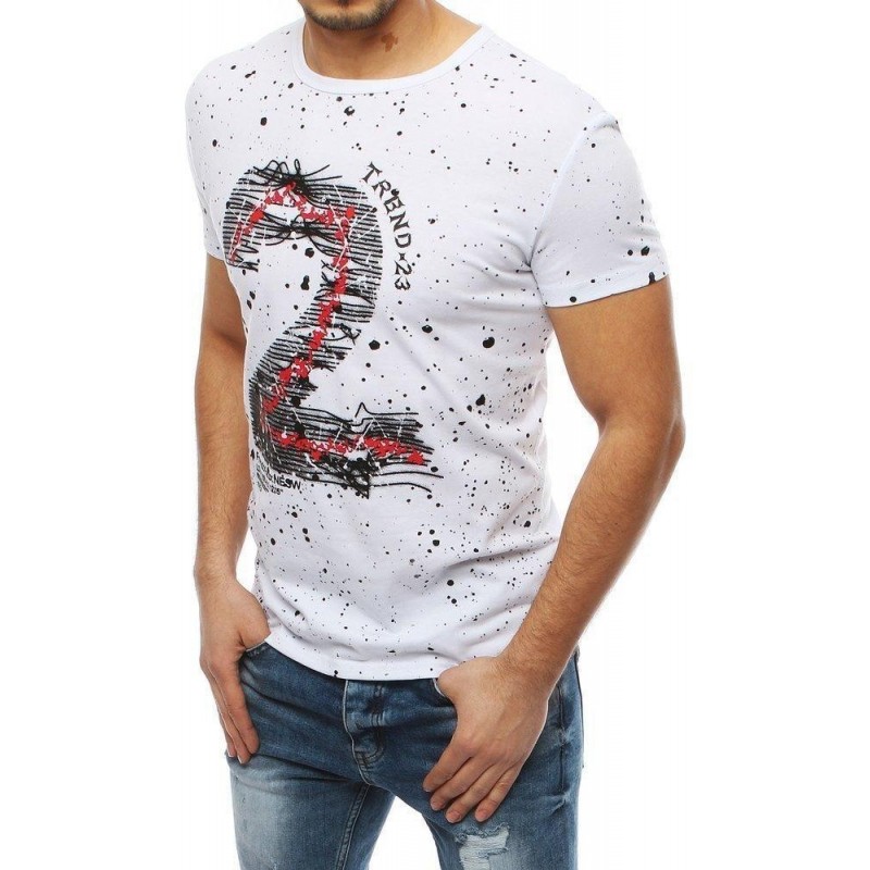 Biele pánske tričko s potlačou RX3907