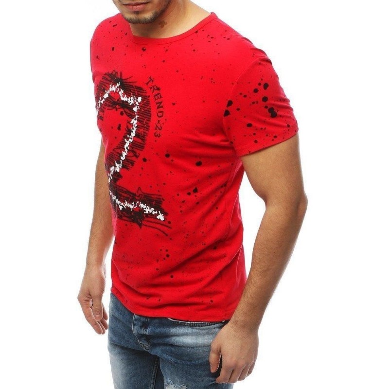 Červené pánske tričko s potlačou RX3908