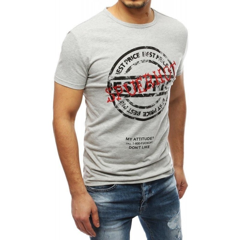 Pánske svetlosivé tričko s potlačou RX3927