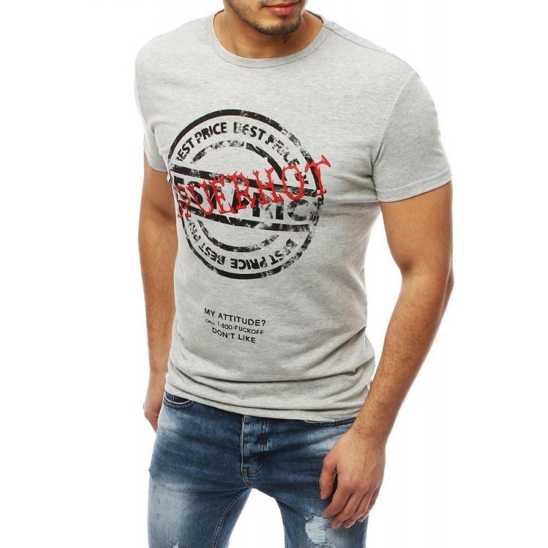 Pánske svetlosivé tričko s potlačou RX3927