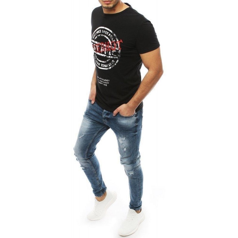 Pánske čierne tričko s potlačou RX3928