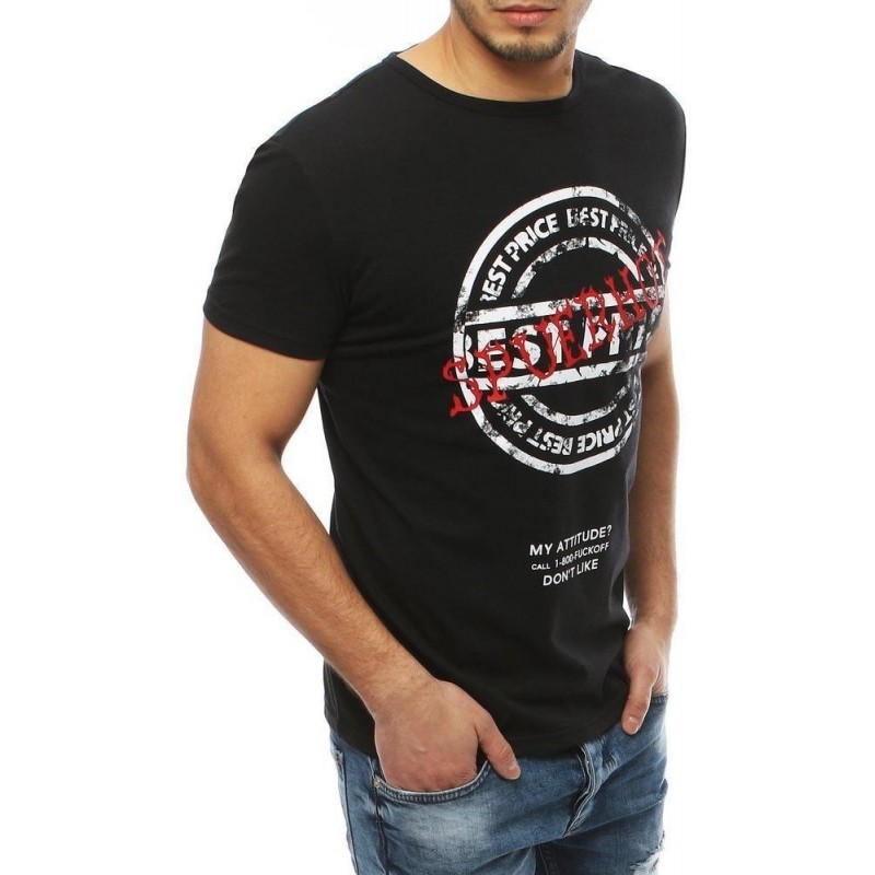 Pánske čierne tričko s potlačou RX3928