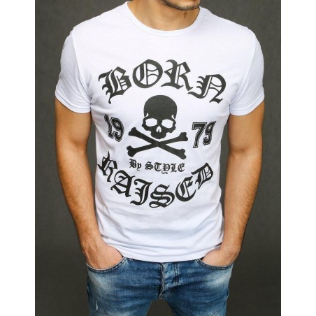 Pánske tričko s výraznou potlačou RX3937 - biele