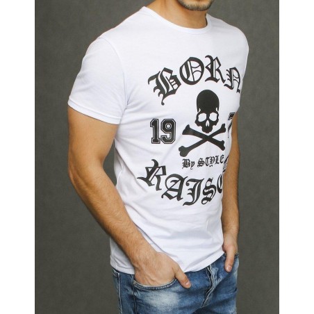 Pánske tričko s výraznou potlačou RX3937 - biele