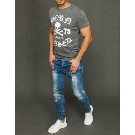 Pánske tričko s výraznou potlačou RX3938 - tmavosivé
