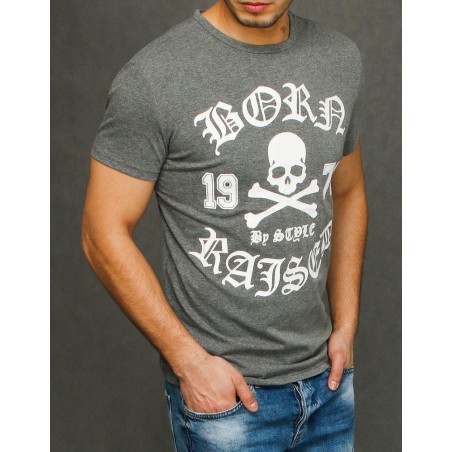 Pánske tričko s výraznou potlačou RX3938 - tmavosivé