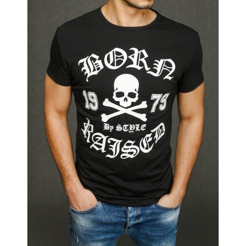 Pánske tričko s výraznou potlačou RX3939 - čierne