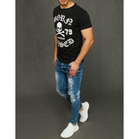 Pánske tričko s výraznou potlačou RX3939 - čierne